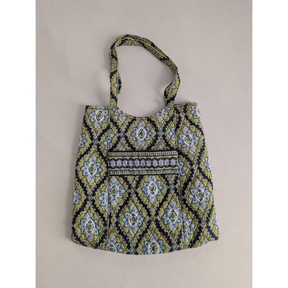 Vera Bradley Tote Cambridge Tote Handbag Blue Green Fabric Travel Bag Quilted - Picture 1 of 8